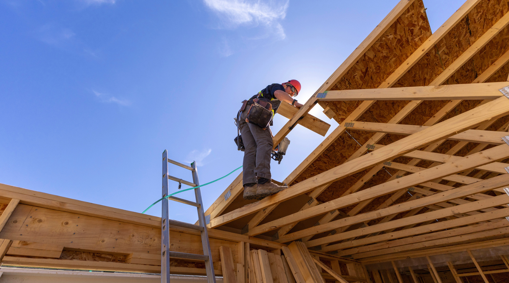 construction worker building a house